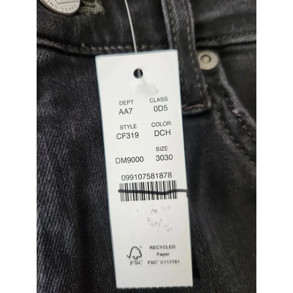 NWT J. Crew Men's 770™ Straight-Fit Stretch Jean In Dark Charcoal Wash Black 30
